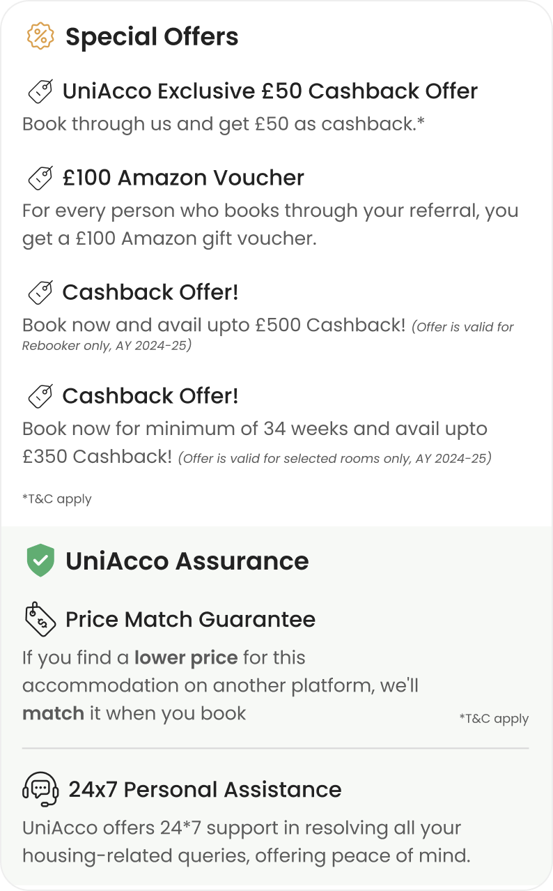 Offers and guarantees: paragraph list → tagged deal cards + one assurance strip — before